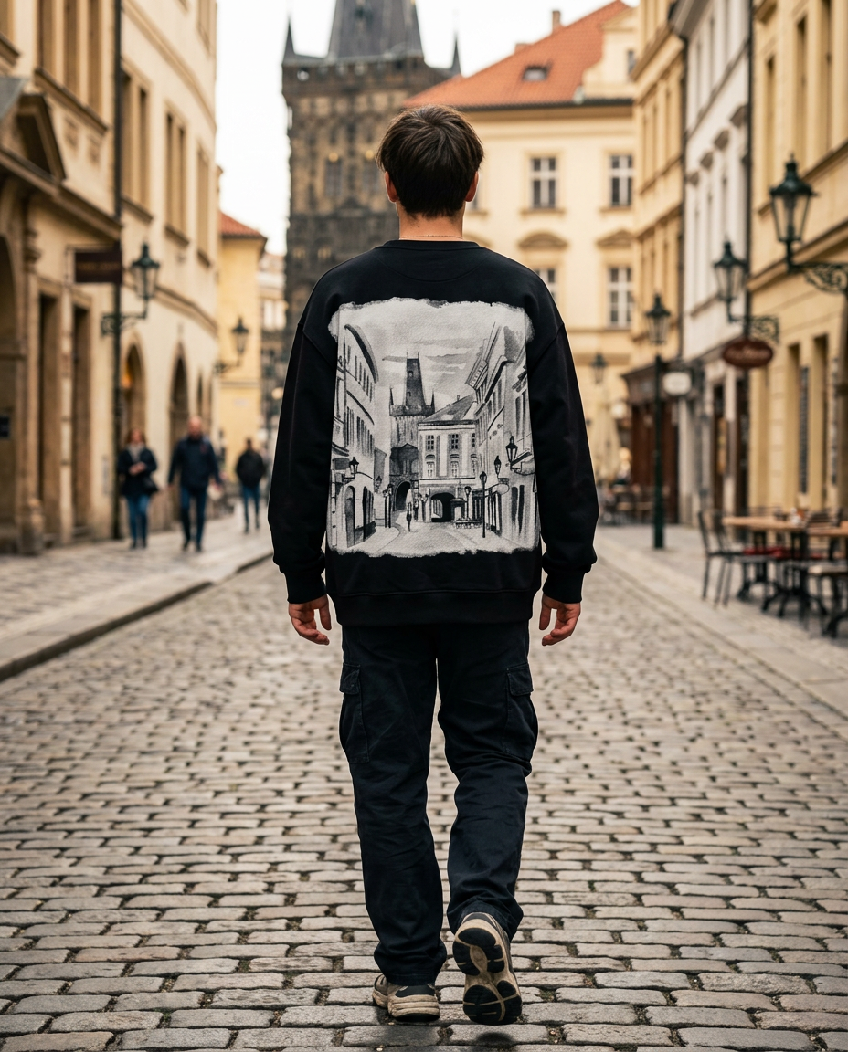 Prague Street Sweatshirt street back print | CITY IN PRAGUE